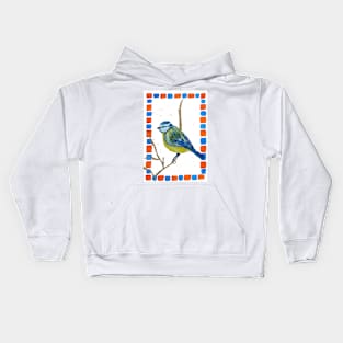 Blue tit illustration Kids Hoodie